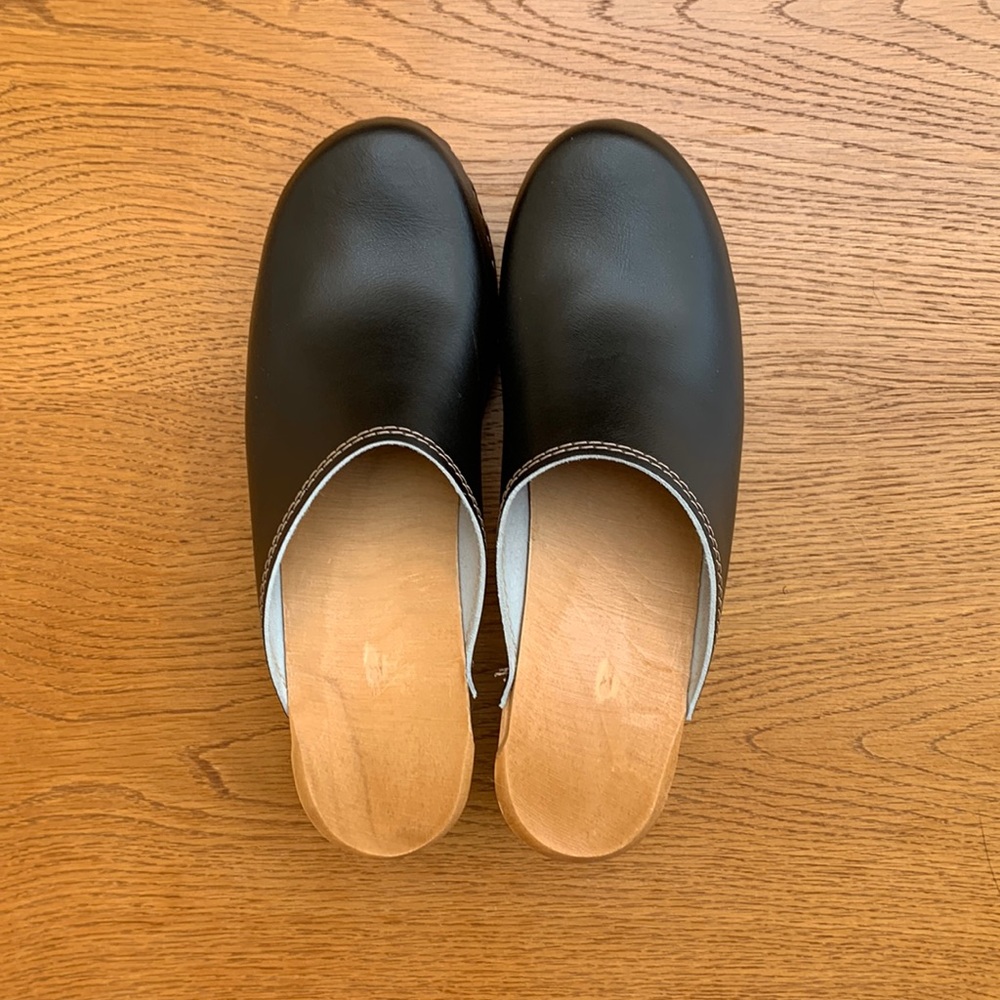 Handmade Black Wooden Clogs